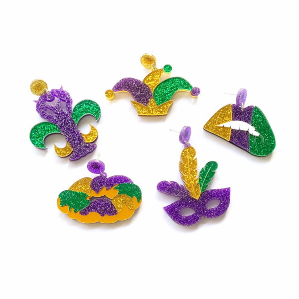 Wholesale Mardi Gras Clown Acrylic Earrings