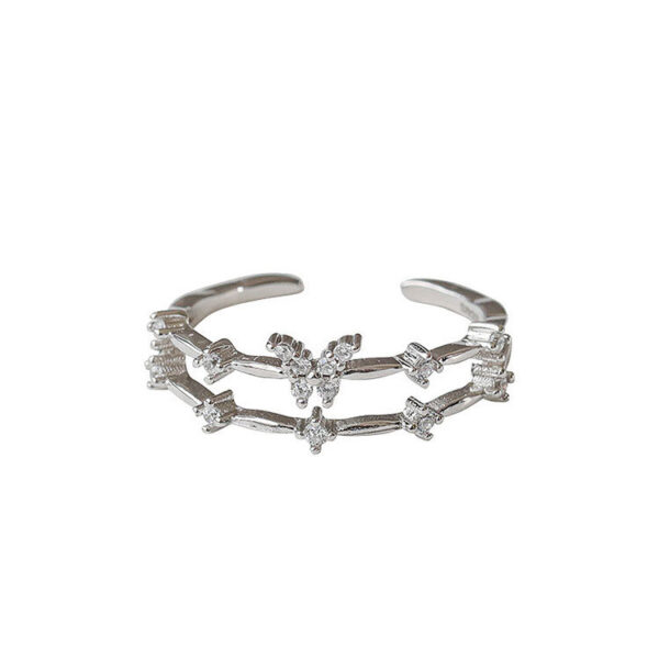 Wholesale Butterfly Double Layer Sterling Silver Rings