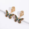 Wholesale Alloy Oil Drop Diamond Color Matching Butterfly Earrings