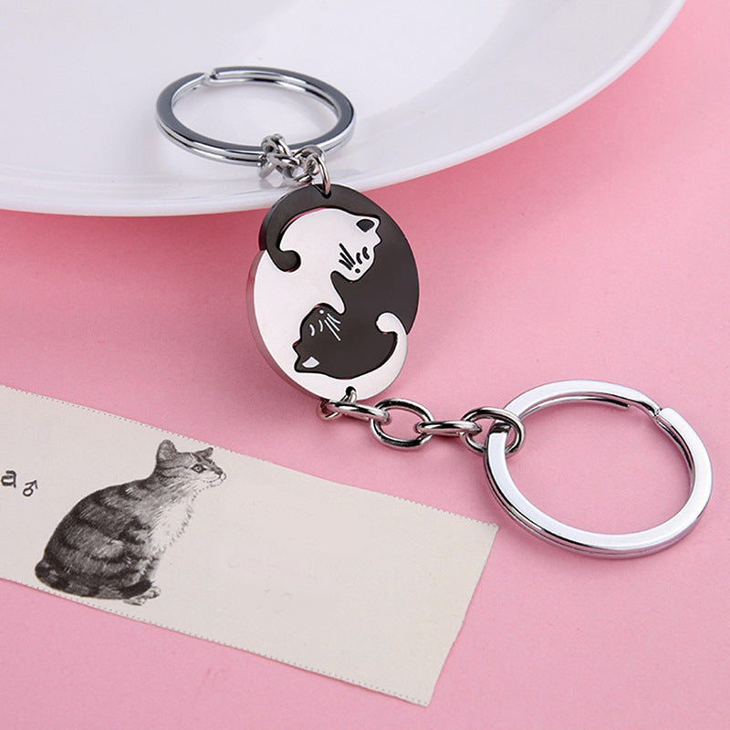 Wholesale Love Cat Stainless Steel Keychains