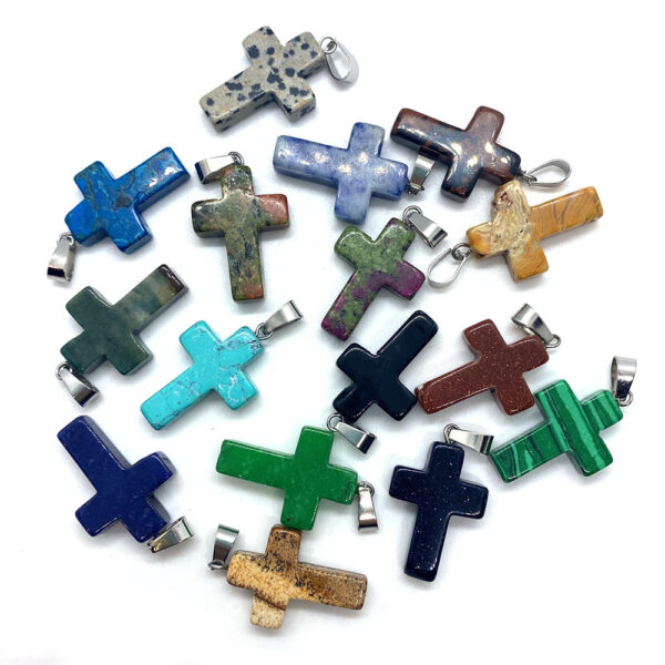 Wholesale of Natural Stone Cross Keychain Bulk DIY Accessories
