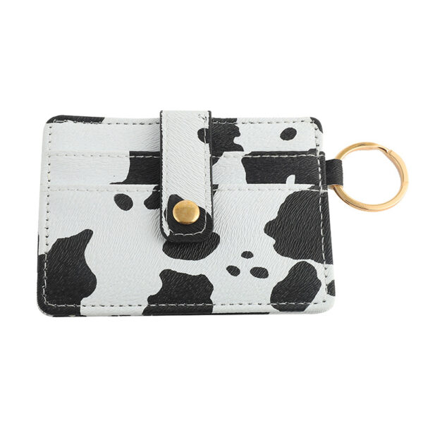 Wholesale PU Cow Pattern Solid Color Card Holder Keychain