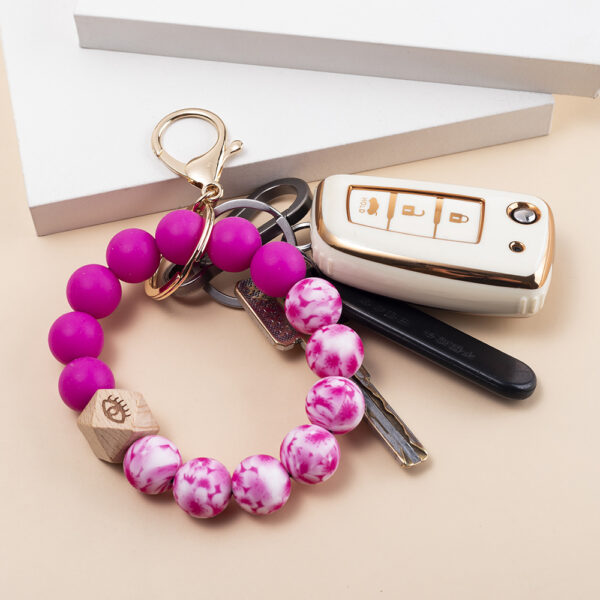 Wholesale Camouflage Silicone Beaded Wrist Keychains