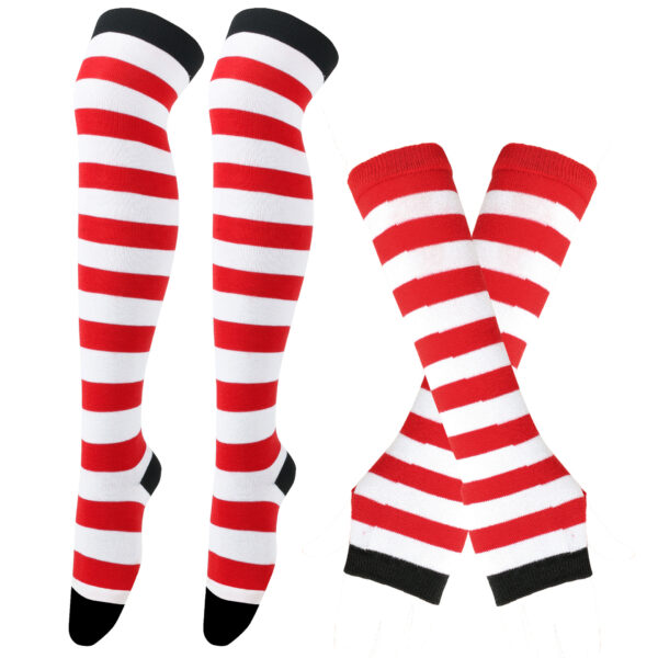 Wholesale Christmas Halloween High Striped Socks Gloves Set