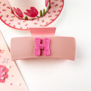 PU10.5cm square-H word pink / Plastic/Resin