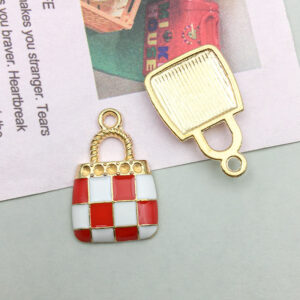 1 Drop Wallet Plaid Red and White 13*21mm-1.5g-12078