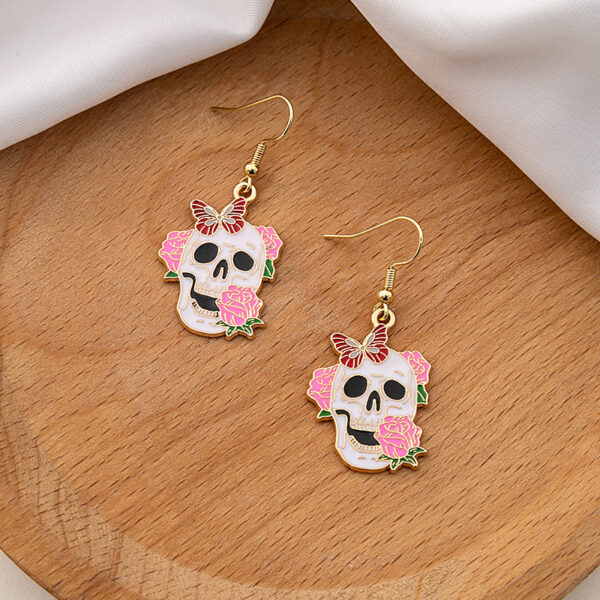 O1CN01AYaRmX1onFkIyBq78_2059265269-0-cib Wholesale Halloween Rose Skull Funny Crow Butterfly Drop Earrings