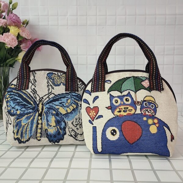Wholesale Cotton and Hemp Embroidered Shell Type Portable Bag