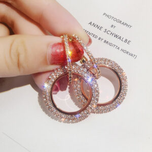 Wholesale Geometric Circle Full Diamond Earrings