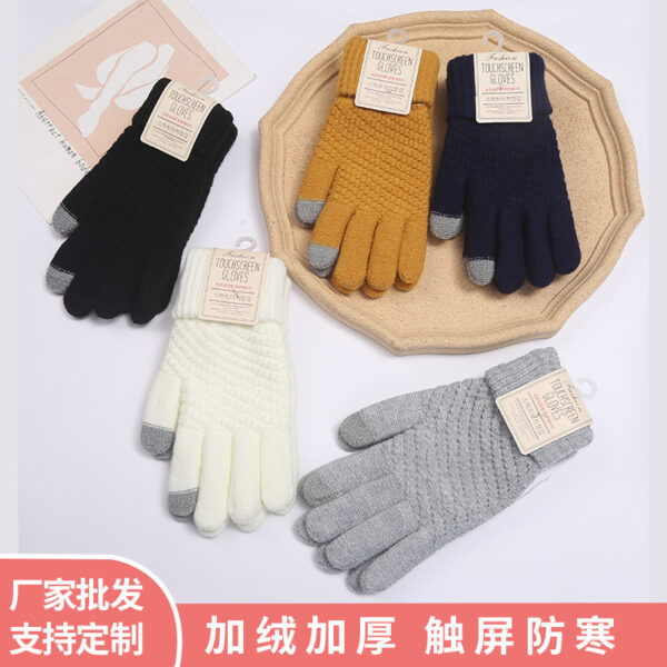 Wholesale Winter Jacquard Touch Screen Plus Velvet Thickened Warm Gloves