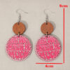 Wholesale Round Pink Letter Leather Earrings