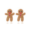 Wholesale Cute Full Diamond Christmas Gingerbread Man Earrings