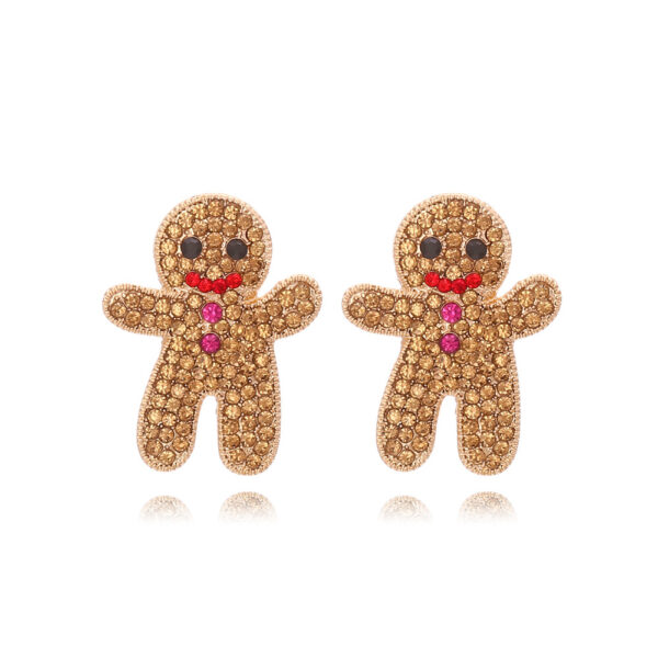 Wholesale Cute Full Diamond Christmas Gingerbread Man Earrings