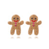 Wholesale Cute Full Diamond Christmas Gingerbread Man Earrings