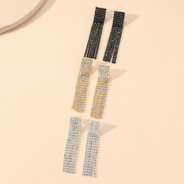 Wholesale Claw Chain Rhinestone Tassel Copper Earrings