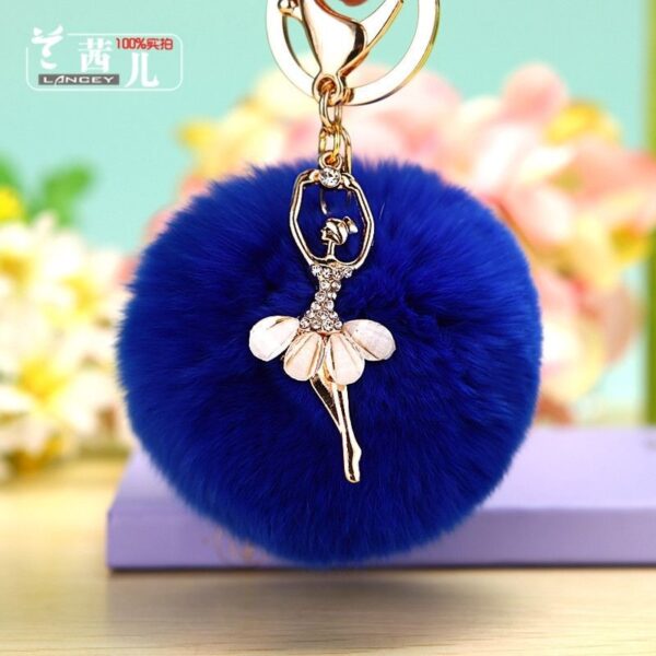 Wholesale Water Diamond Barre Dance Rex Rabbit Hair Ball Little Angel Keychain