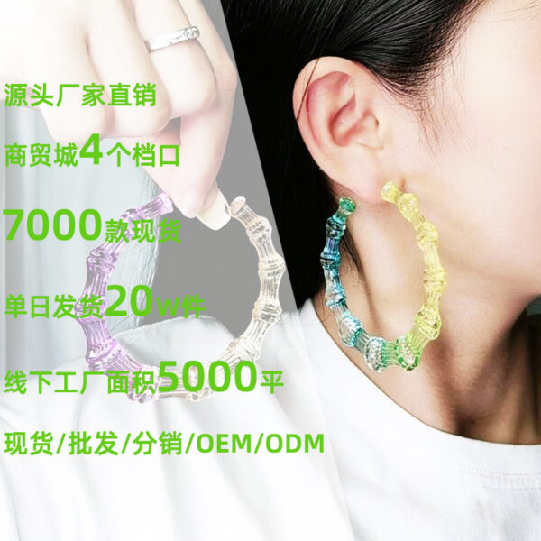 Wholesale Color Contrast Painted Slub Acrylic Earrings