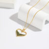 Wholesale 18K Gold Copper Micro Paved Emerald Love Heart Pendant Necklaces