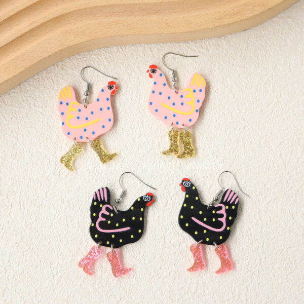 O1CN01AfEhmf1tTAOymzJCO_2207988525902-0-cib Wholesale Acrylic Quirky Polka Dot Rooster Earrings