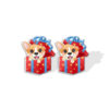 Wholesale Corgi Wreath Bow Stainless Steel Resin Earrings