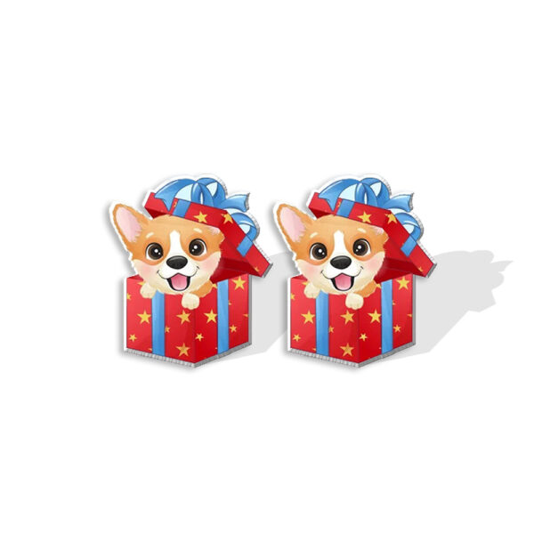 Wholesale Corgi Wreath Bow Stainless Steel Resin Earrings
