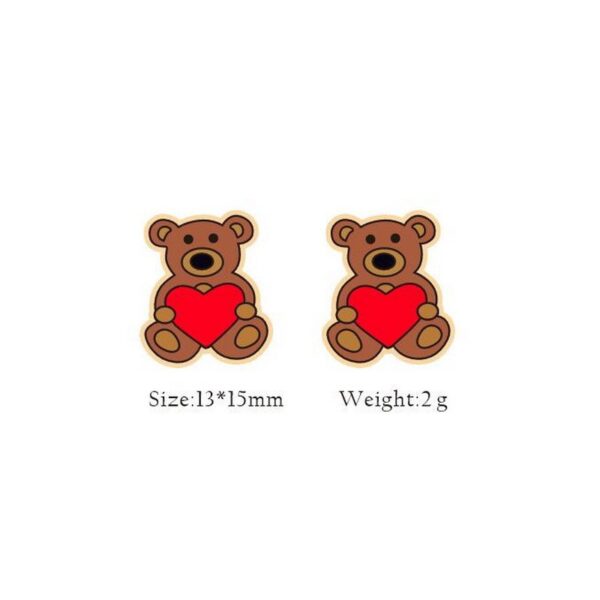 Wholesale Valentine Hearts Bears Wooden Earrings