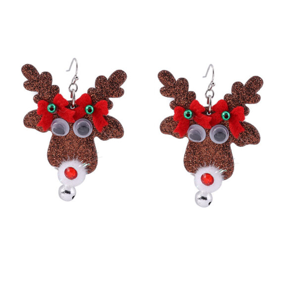 Wholesale Christmas Elk Earrings Sequin Bow Christmas Plastic Ear Hooks