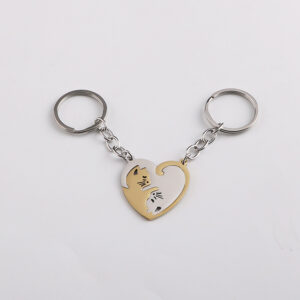 Peach cat (Gold + White key chain pair)