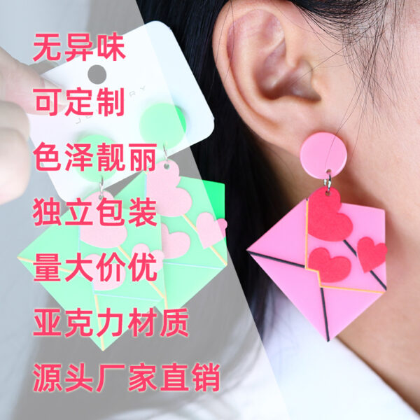Wholesale Valentine's Day Love Envelope Acrylic Earrings