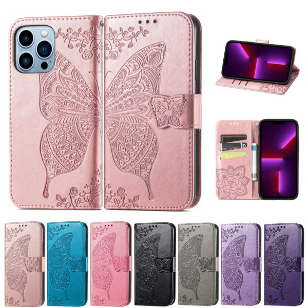 Wholesale PU Flip Butterfly Embossed Phone Case