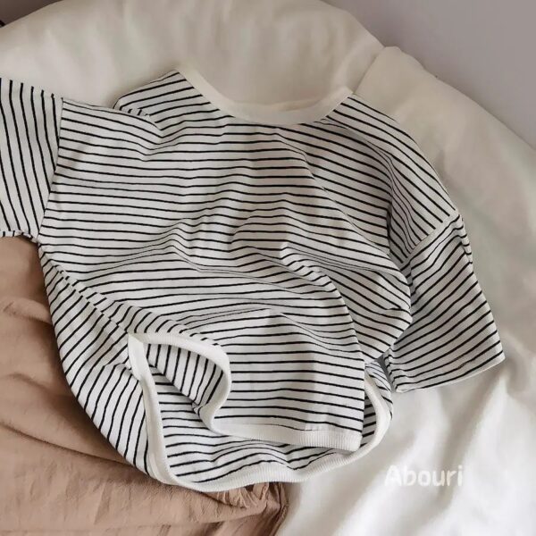 Whoelsale Children's Loose Striped Pure Cotton Short Sleeves
