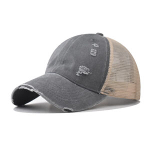 hole washed net cap gray / Adjustable
