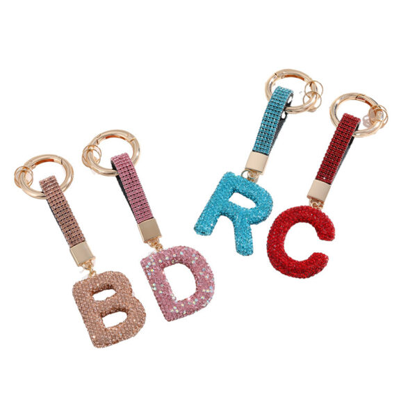 Wholesale Pottery Clay Water Diamond Alloy Dot Diamond Letter Keychain