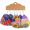 Wholesale Independence Day Theme Leather Set Water Drop Earrings