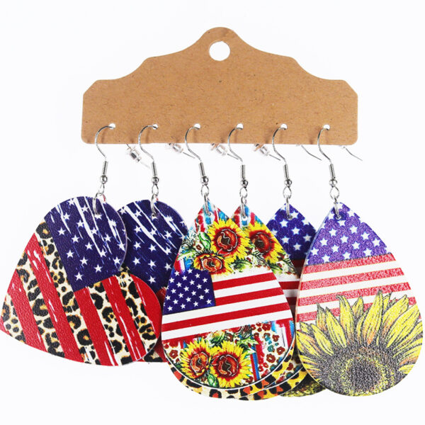 Wholesale Independence Day Theme Leather Set Water Drop Earrings