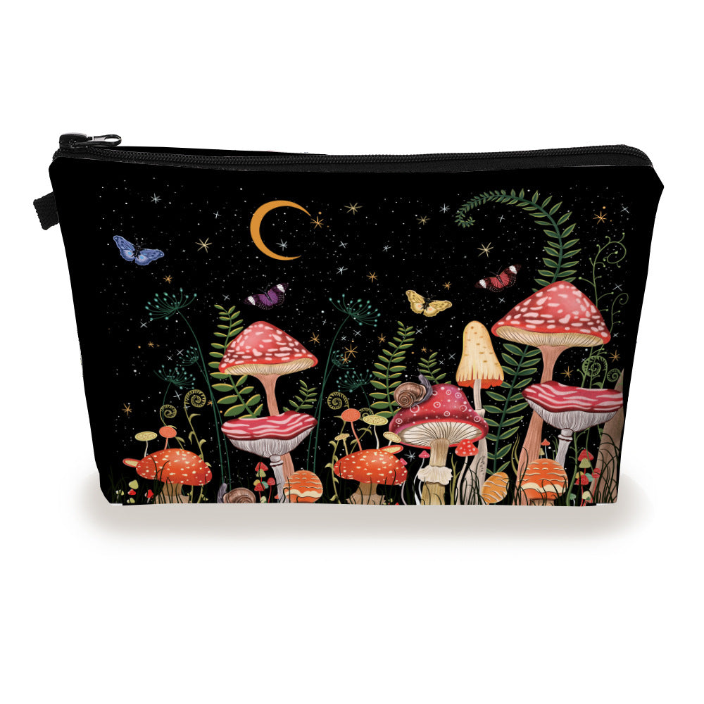 Wholesale lyester Colored Mushroom Series Cosmetic Storage Bag
