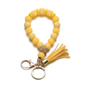 1 HBD yellow beaded Tassel Keychain