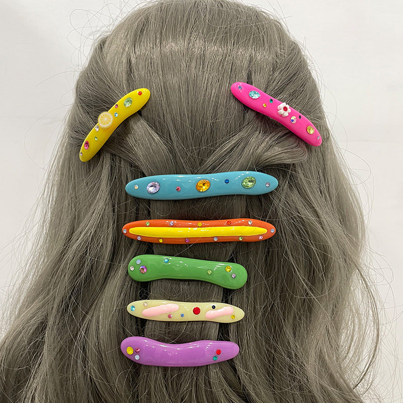 Wholesale Candy Color Resin Diamond op Oil Hair Clips