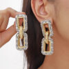 Wholesale Full Diamond Shiny Chain Shaped Metal Earrings
