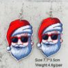 Wholesale Red Car Skateboard Santa Wooden Earrings Christmas