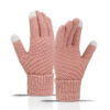 Wholesale Winter Velvet Thickened Cute Cycling Touch Screen Warm Wool Knitted Gloves