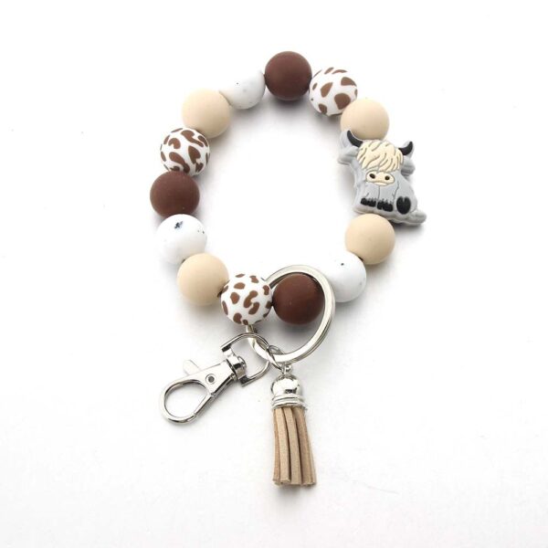 Wholesale Yak Silicone Beads Wooden Beads Tassel Bracelet Keychain