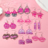 Wholesale Pink Series Hat Love Apple Acrylic Earrings