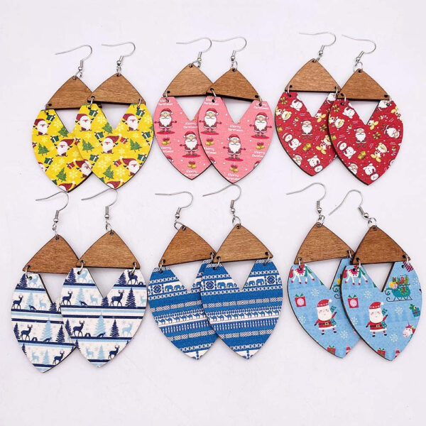 O1CN01B2zsYs2CFrcuXgoZf__2207539588445-0-cib Wholesale Christmas Wooden Christmas Tree Stripe Patchwork Earrings