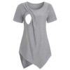 Wholesale Irregular Round Neck Short Sleeved Nursing Polyester Top