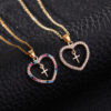 Wholesale Color Zircon Cross Heart Copper Necklaces