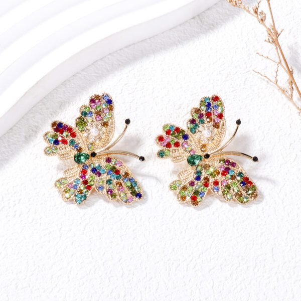 Wholesale Butterfly Colored Diamond Inlaid Alloy Earrings