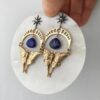 Wholesale Vintage Octagram Lapis Alloy Earrings