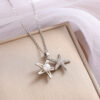 Wholesale Micro Studded Zircon Star Pearl Titanium Steel Necklace Clavicle Chain