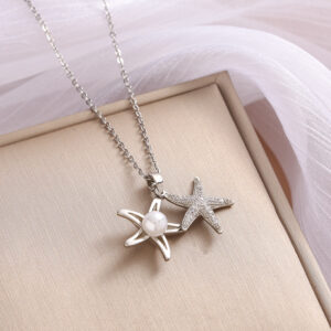 189 Starfish Pearl Necklace-One Silver